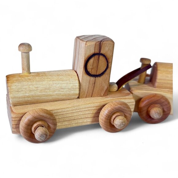 Vintage Handmade Wooden Toy Train Set – Engine & 4 Cars Natural Wood - Picture 2 of 11
